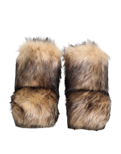Dolce & Gabbana Brown Faux Skim Ski Fur Men Short Boots Shoes – EU44/US11 par Dolce & Gabbana | Disponible sur Sandy Store ByNet