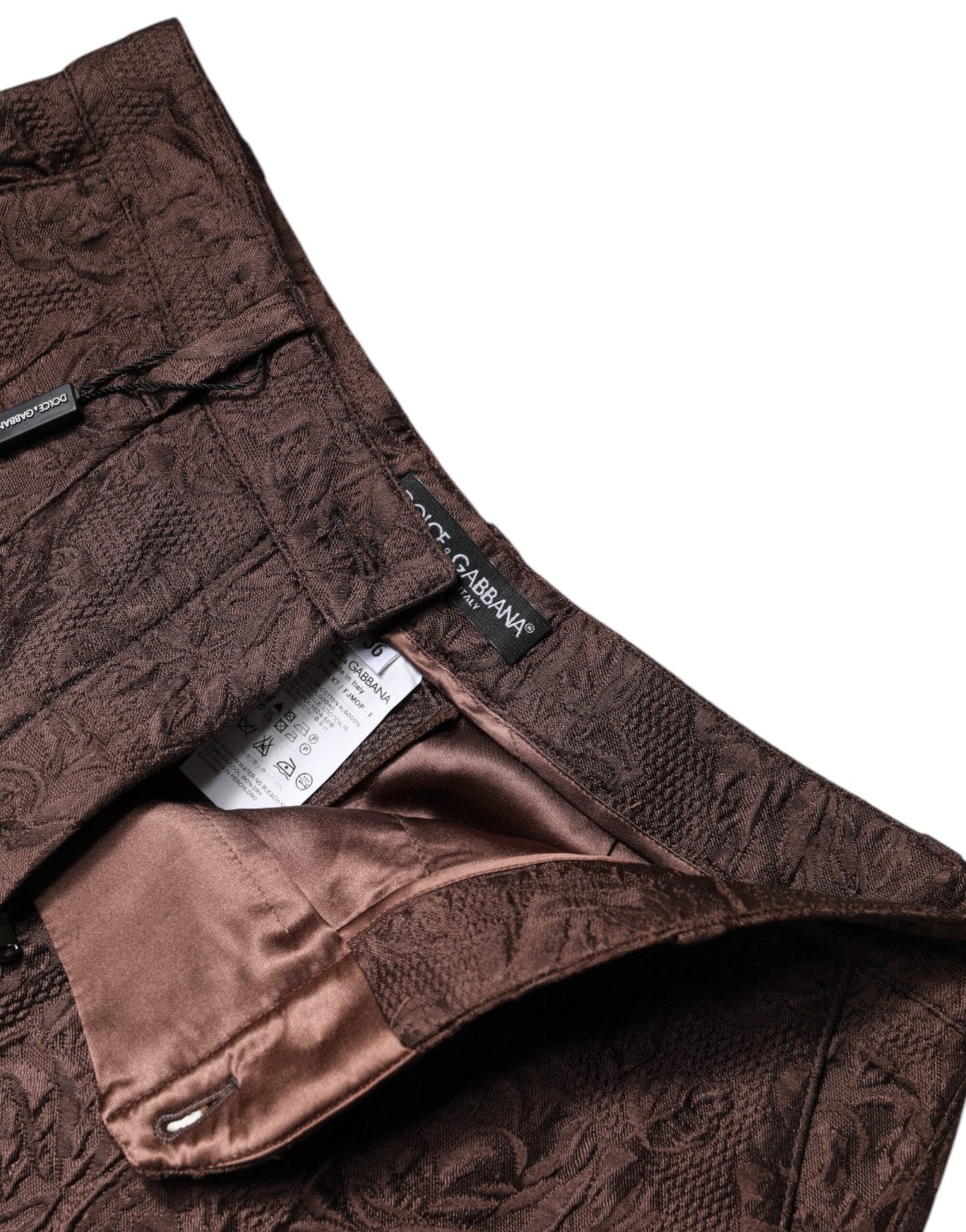Dolce & Gabbana Brown Floral Brocade Mid Waist Mini Short - Sandy Store ByNet