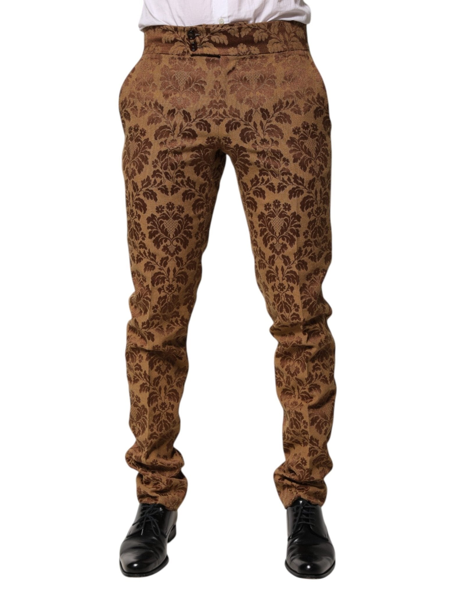 Dolce & Gabbana Brown Floral Jacquard Men Skinny Trouser Pants – IT48 | M par Dolce & Gabbana | Disponible sur Sandy Store ByNet