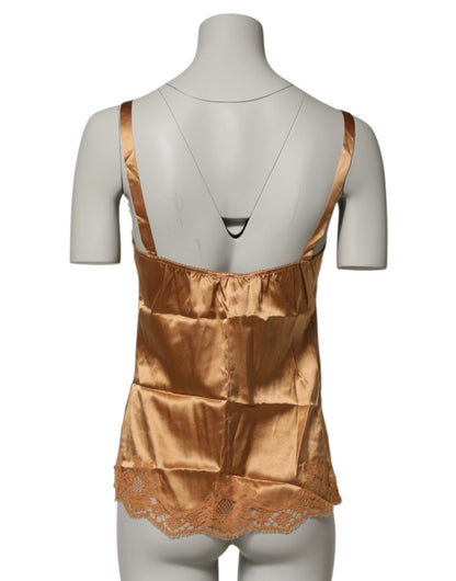 Dolce & Gabbana Brown Floral Lace Silk Satin Tank Lingerie Underwear – IT2 | S par Dolce & Gabbana | Disponible sur Sandy Store ByNet