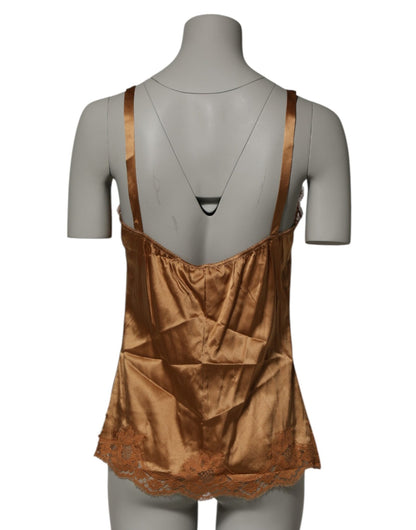 Dolce & Gabbana Brown Floral Lace Tank Lingerie Sleepwear Underwear – IT3 | M par Dolce & Gabbana | Disponible sur Sandy Store ByNet