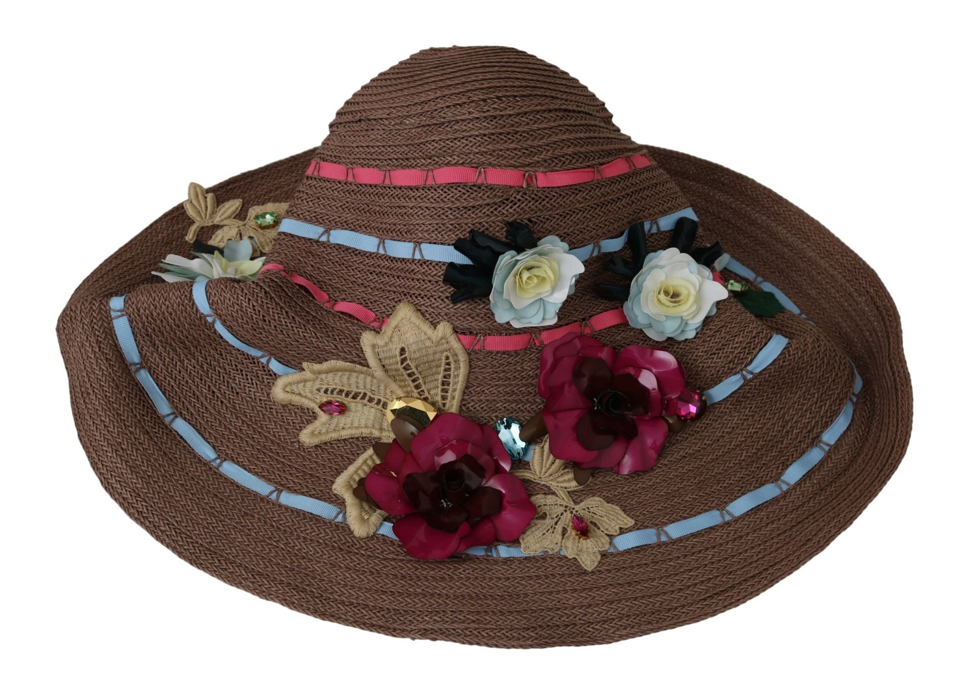 Dolce & Gabbana Brown Floral Wide Brim Straw Floppy Cap Hat – 58 cm|M par Dolce & Gabbana | Disponible sur Sandy Store ByNet