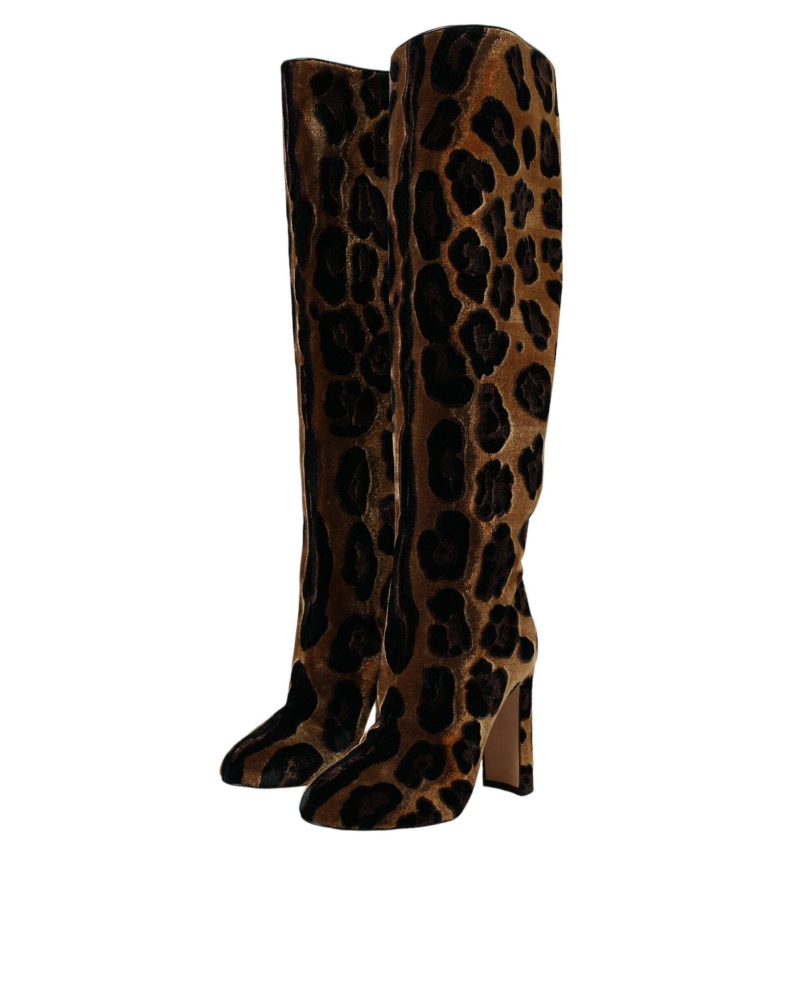 Dolce & Gabbana Brown Giraffe Velvet Leather Boots Shoes - Sandy Store ByNet