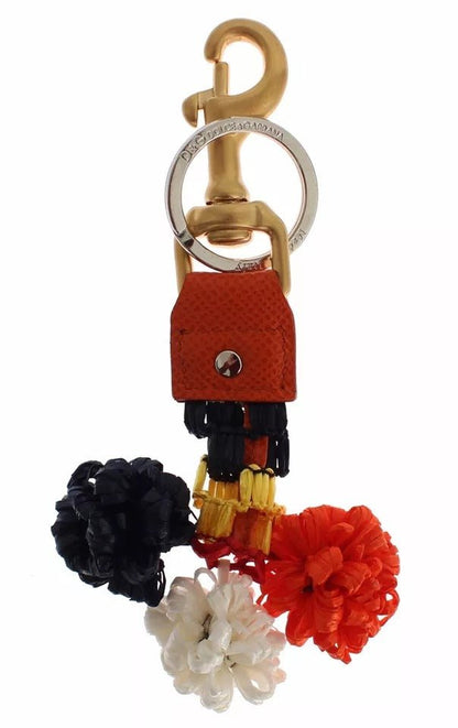 Dolce & Gabbana Brown Gold Raffia Leather Clasp Finder Chain Keyring – par Dolce & Gabbana | Disponible sur Sandy Store ByNet