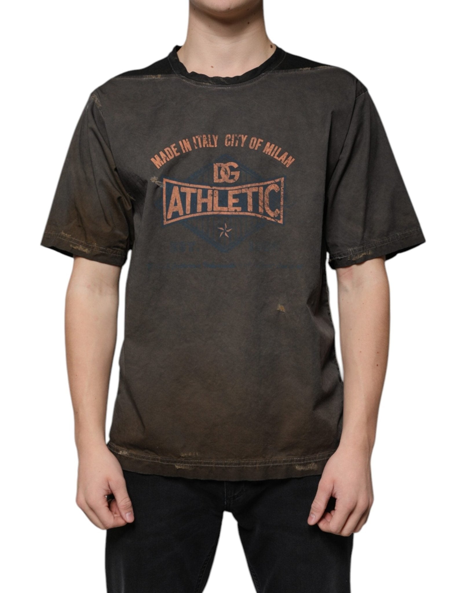 Dolce & Gabbana Brown Graphic Print Cotton Round Neck T-shirt – IT48 | M par Dolce & Gabbana | Disponible sur Sandy Store ByNet