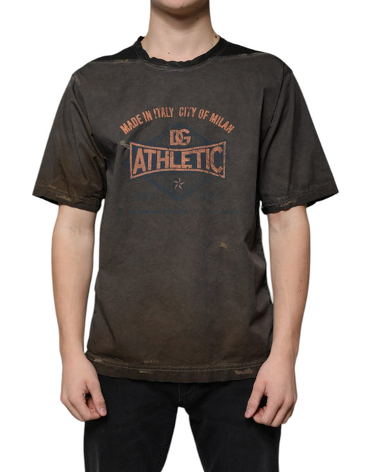 Dolce & Gabbana Brown Graphic Print Cotton Round Neck T-shirt – IT48 | M par Dolce & Gabbana | Disponible sur Sandy Store ByNet