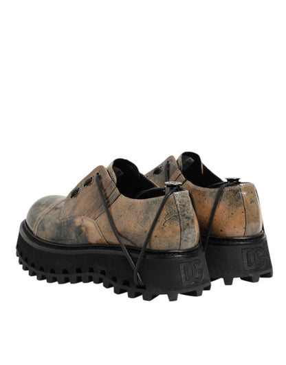 Dolce & Gabbana Brown Gray Lace Up Chunky Derby Men Shoes – EU44/US11 par Dolce & Gabbana | Disponible sur Sandy Store ByNet