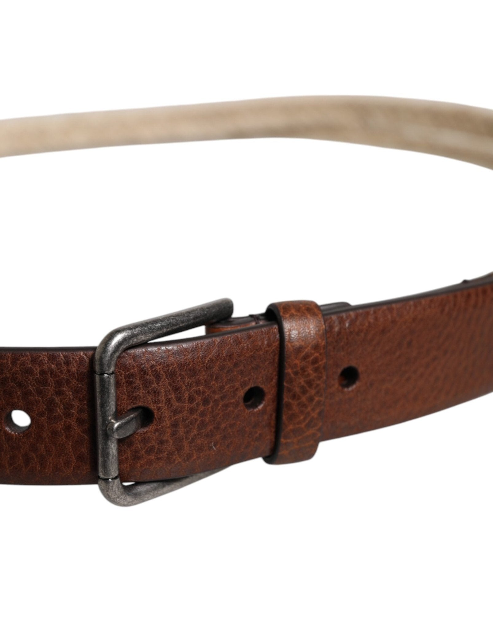 Dolce & Gabbana Brown Jute Leather Woven Metal Buckle Belt - Sandy Store ByNet
