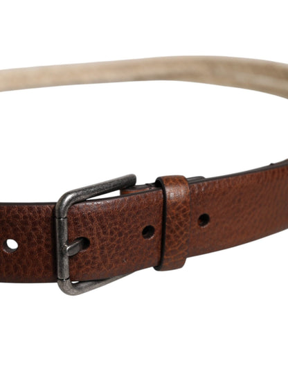 Dolce & Gabbana Brown Jute Leather Woven Metal Buckle Belt - Sandy Store ByNet