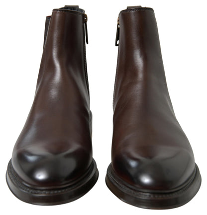 Dolce & Gabbana Brown Leather Chelsea Mens Boots Shoes – EU40/US7 par Dolce & Gabbana | Disponible sur Sandy Store ByNet