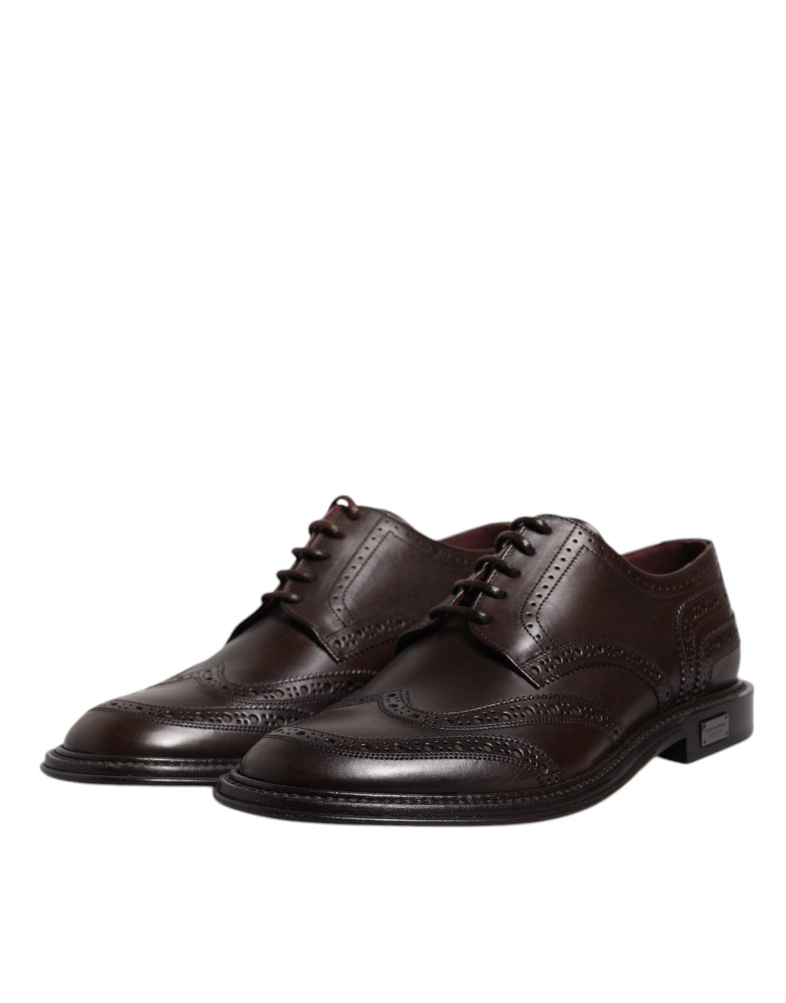 Dolce & Gabbana Brown Leather Derby Wingtip Lace Up Formal Dress Shoes - Sandy Store ByNet