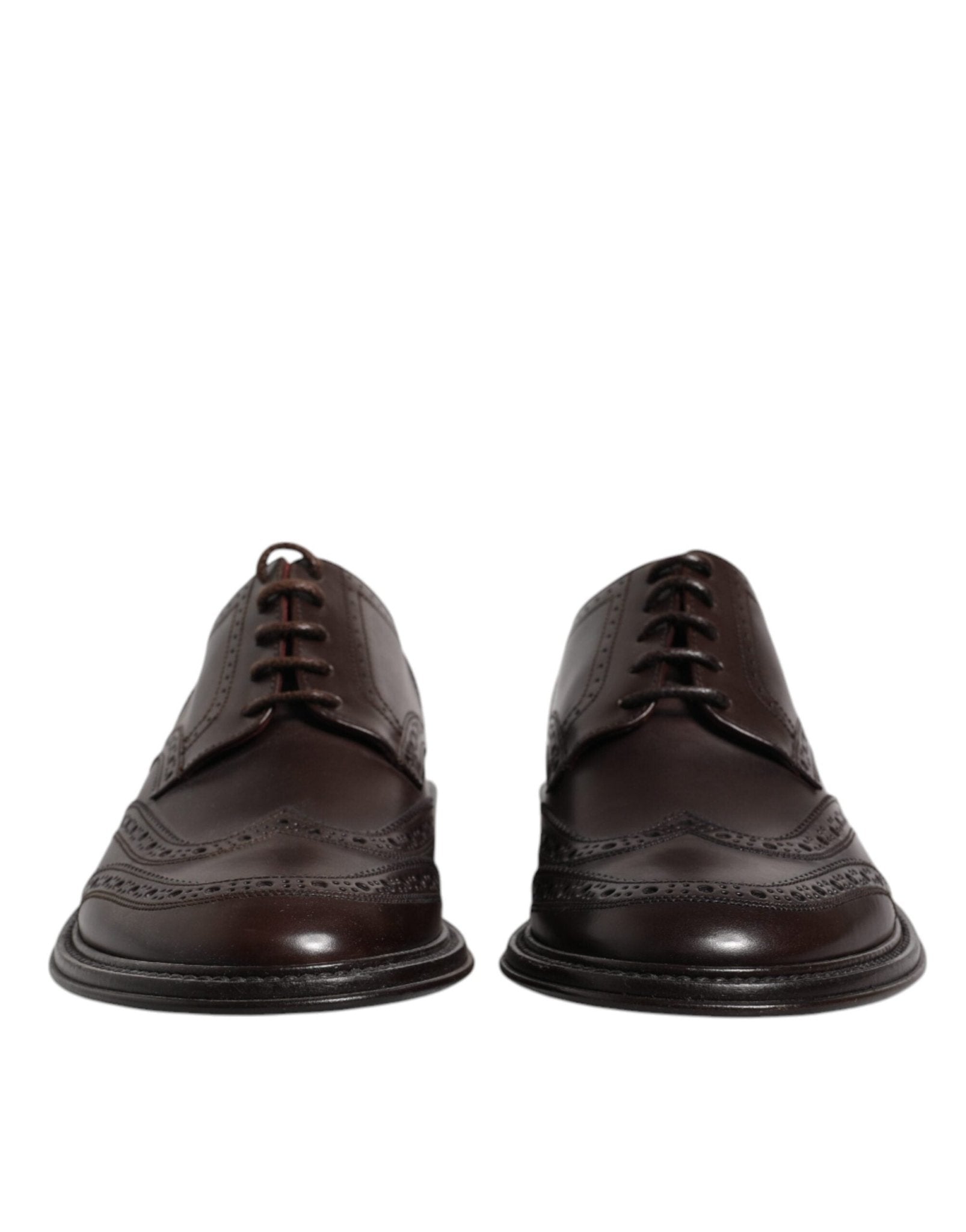 Dolce & Gabbana Brown Leather Derby Wingtip Lace Up Formal Dress Shoes - Sandy Store ByNet