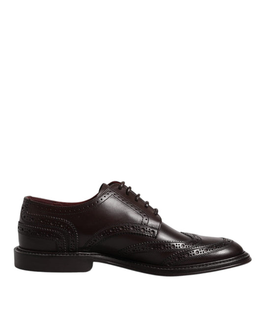 Dolce & Gabbana Brown Leather Derby Wingtip Lace Up Formal Dress Shoes - Sandy Store ByNet