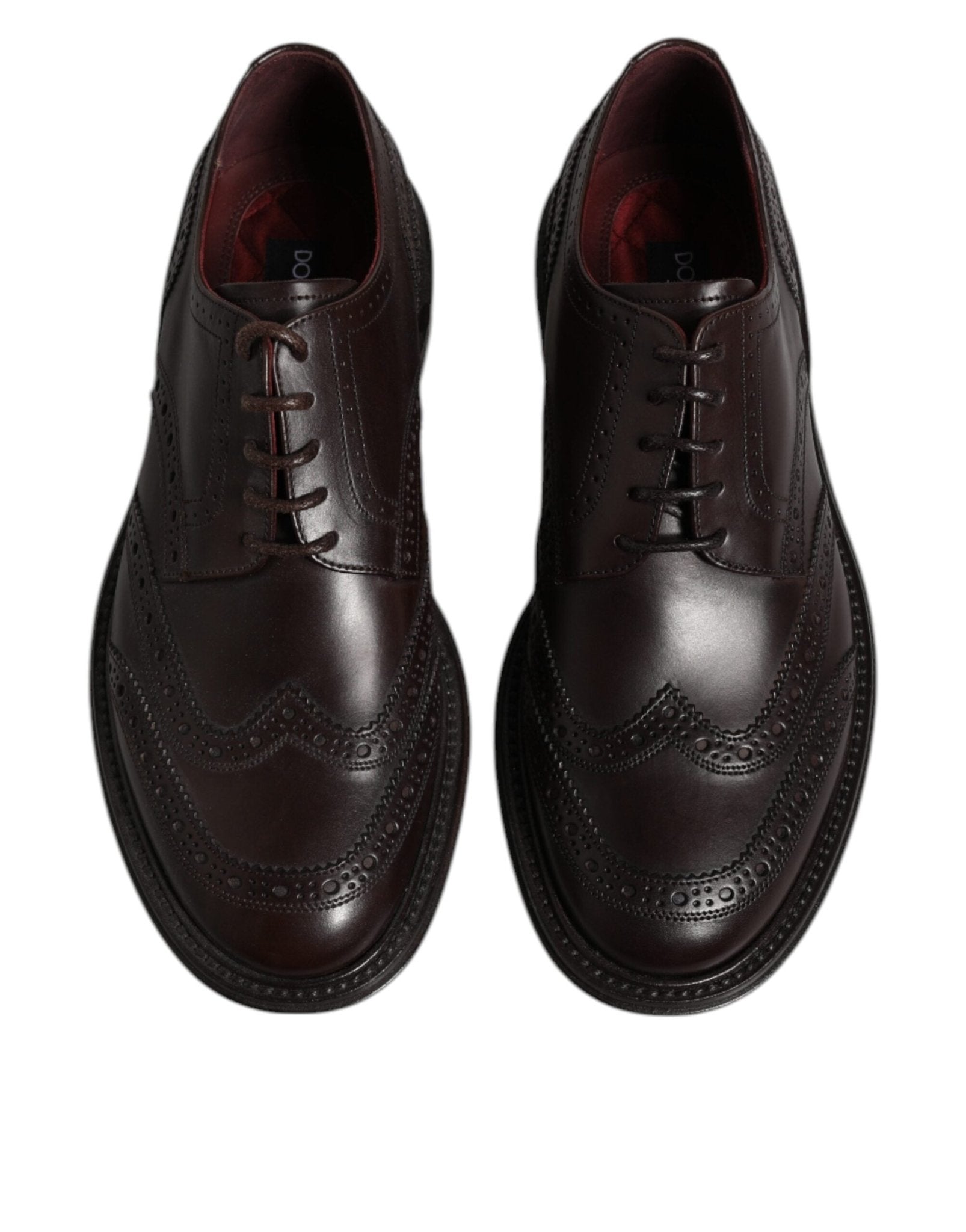 Dolce & Gabbana Brown Leather Derby Wingtip Lace Up Formal Dress Shoes - Sandy Store ByNet