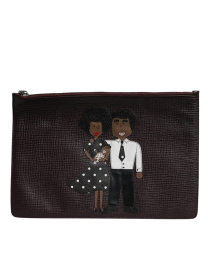 Dolce & Gabbana Brown Leather DGFAMILY Embellished Men Clutch Pouch Bag – par Dolce & Gabbana | Disponible sur Sandy Store ByNet