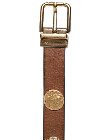 Dolce & Gabbana Brown Leather Gold Silver Coin Buckle Belt – 90 cm / 36 Inches par Dolce & Gabbana | Disponible sur Sandy Store ByNet
