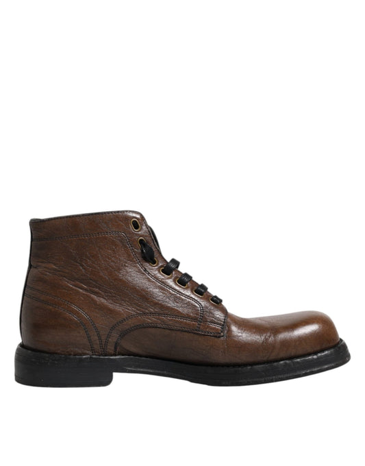 Dolce & Gabbana Brown Leather Lace Up Men Ankle Boots Shoes – EU41/US8 par Dolce & Gabbana | Disponible sur Sandy Store ByNet