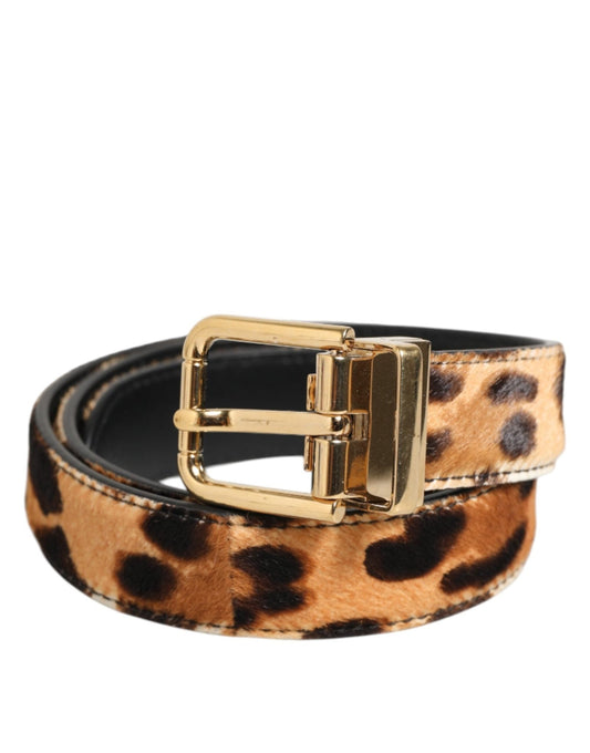 Dolce & Gabbana Brown Leather Leopard Print Metal Buckle Belt – 75 cm / 30 Inches par Dolce & Gabbana | Disponible sur Sandy Store ByNet