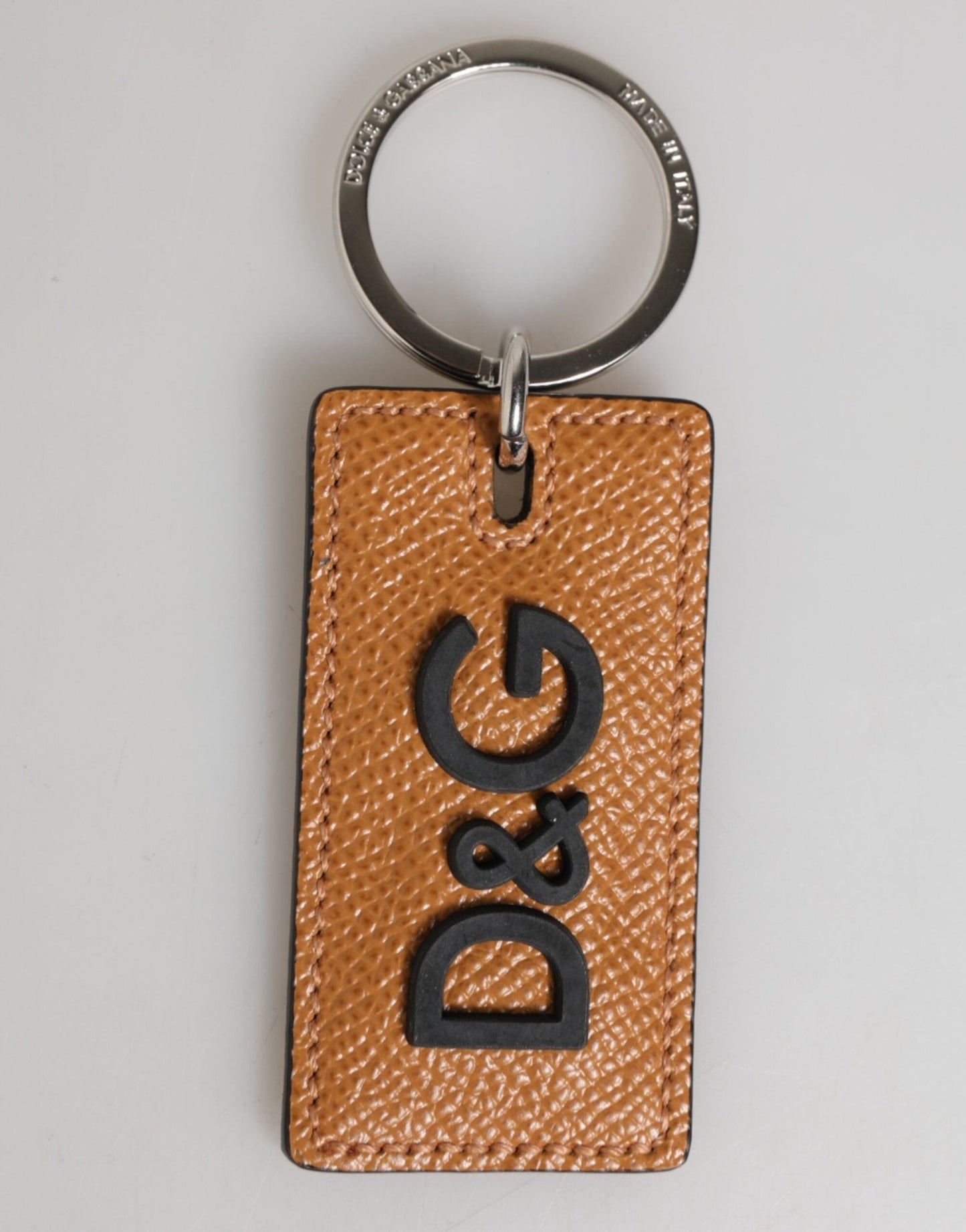 Dolce & Gabbana Brown Leather Logo Metal Ring Keychain Holder Men Keyring – par Dolce & Gabbana | Disponible sur Sandy Store ByNet