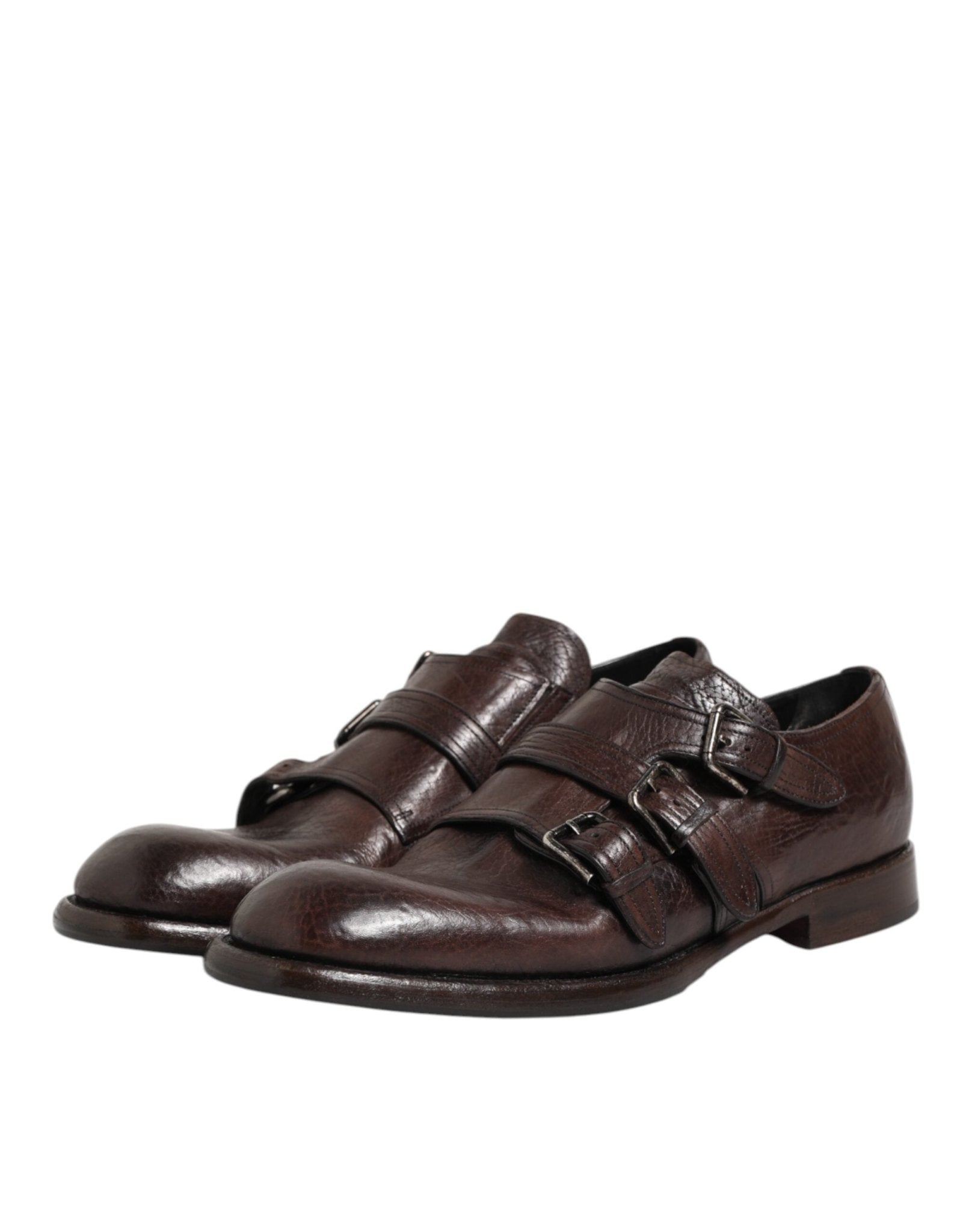 Dolce & Gabbana Brown Leather Monk Strap Formal Derby Shoes – EU41/US8 par Dolce & Gabbana | Disponible sur Sandy Store ByNet