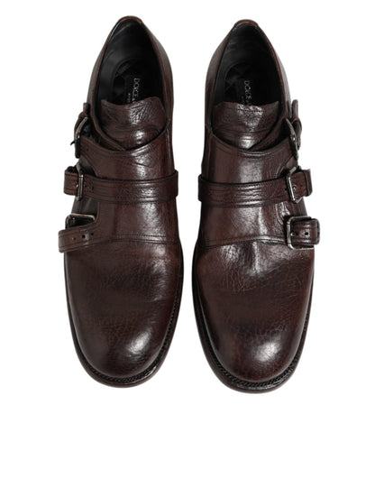 Dolce & Gabbana Brown Leather Monk Strap Formal Derby Shoes – EU41/US8 par Dolce & Gabbana | Disponible sur Sandy Store ByNet