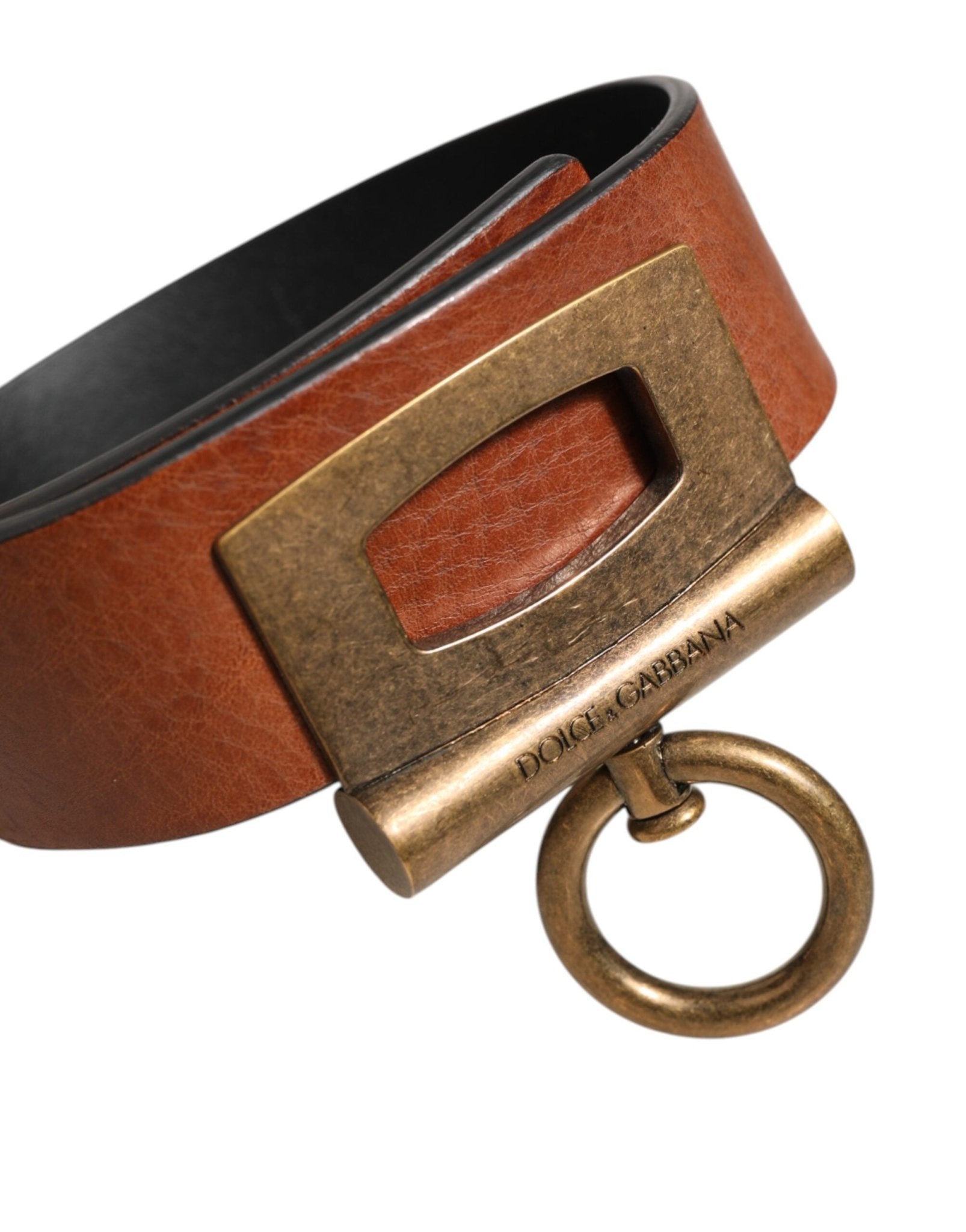 Dolce & Gabbana Brown Leather Side Rings Brass Buckle Belt – 90 cm / 36 Inches par Dolce & Gabbana | Disponible sur Sandy Store ByNet