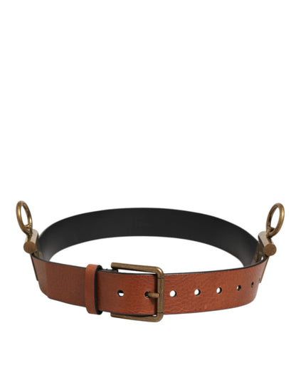 Dolce & Gabbana Brown Leather Side Rings Brass Buckle Belt – 90 cm / 36 Inches par Dolce & Gabbana | Disponible sur Sandy Store ByNet
