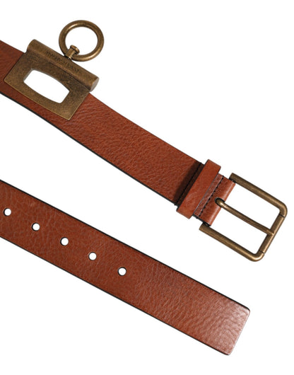 Dolce & Gabbana Brown Leather Side Rings Brass Buckle Belt – 90 cm / 36 Inches par Dolce & Gabbana | Disponible sur Sandy Store ByNet