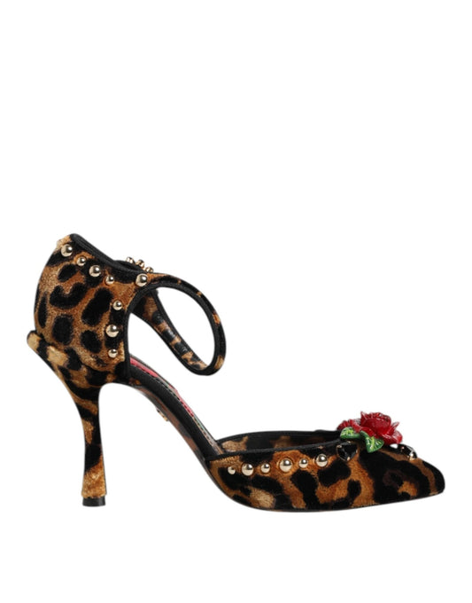 Dolce & Gabbana Brown Leopard Crystal Roses Pumps Shoes – EU36/US5.5 par Dolce & Gabbana | Disponible sur Sandy Store ByNet