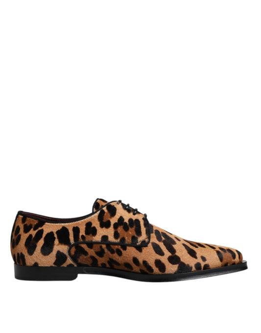 Dolce & Gabbana Brown Leopard Derby Formal Men Dress Shoes - Sandy Store ByNet