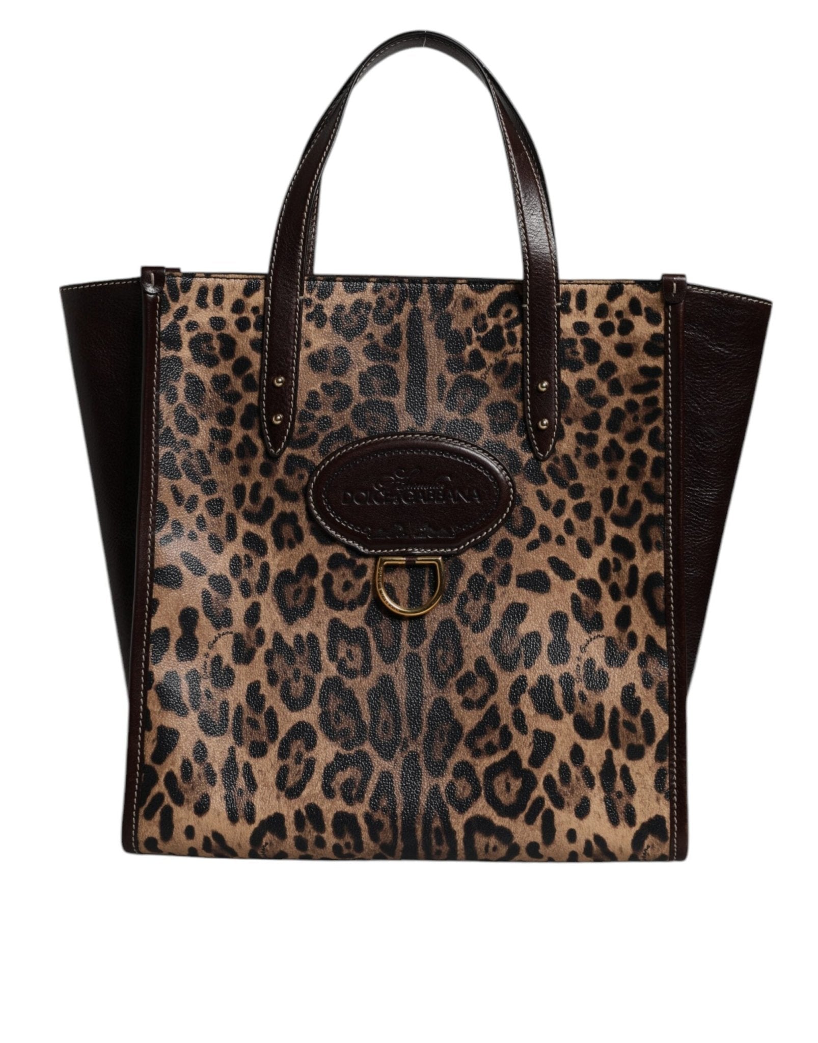 Dolce & Gabbana Brown Leopard Leather Shoulder Strap Tote Bag - Sandy Store ByNet