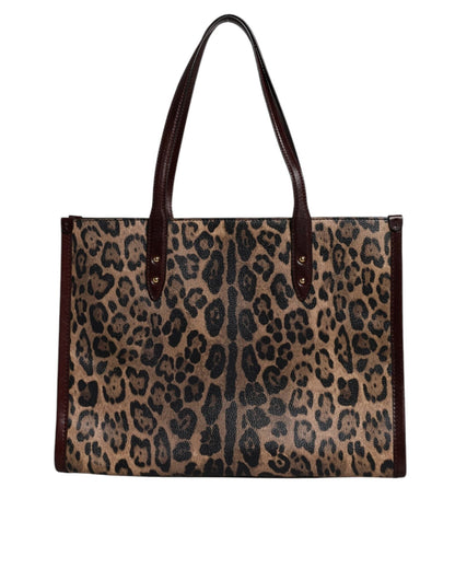 Dolce & Gabbana Brown Leopard Leather Shoulder Strap Tote Bag - Sandy Store ByNet