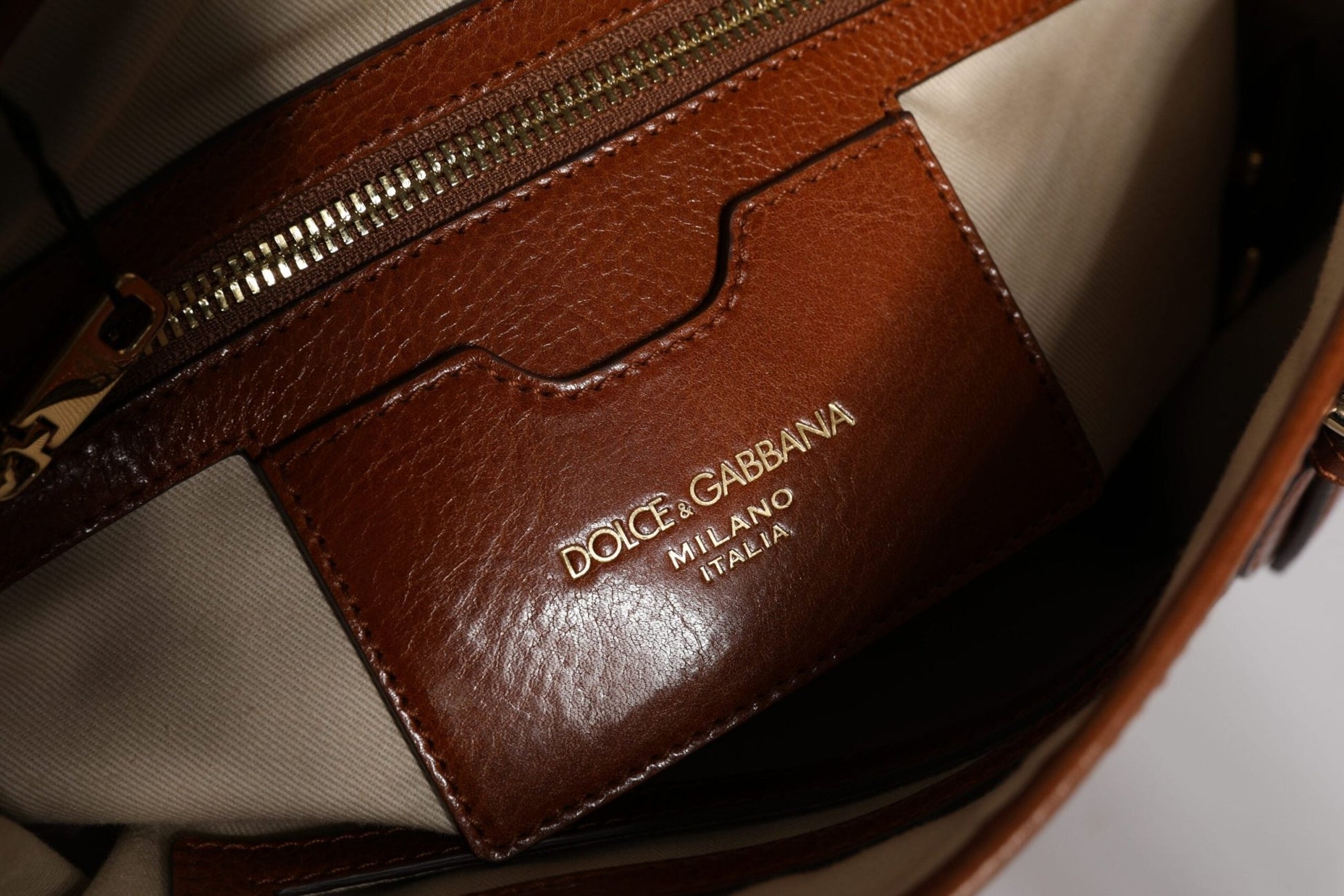 Dolce & Gabbana Brown Leopard Leather Shoulder Strap Tote Bag - Sandy Store ByNet