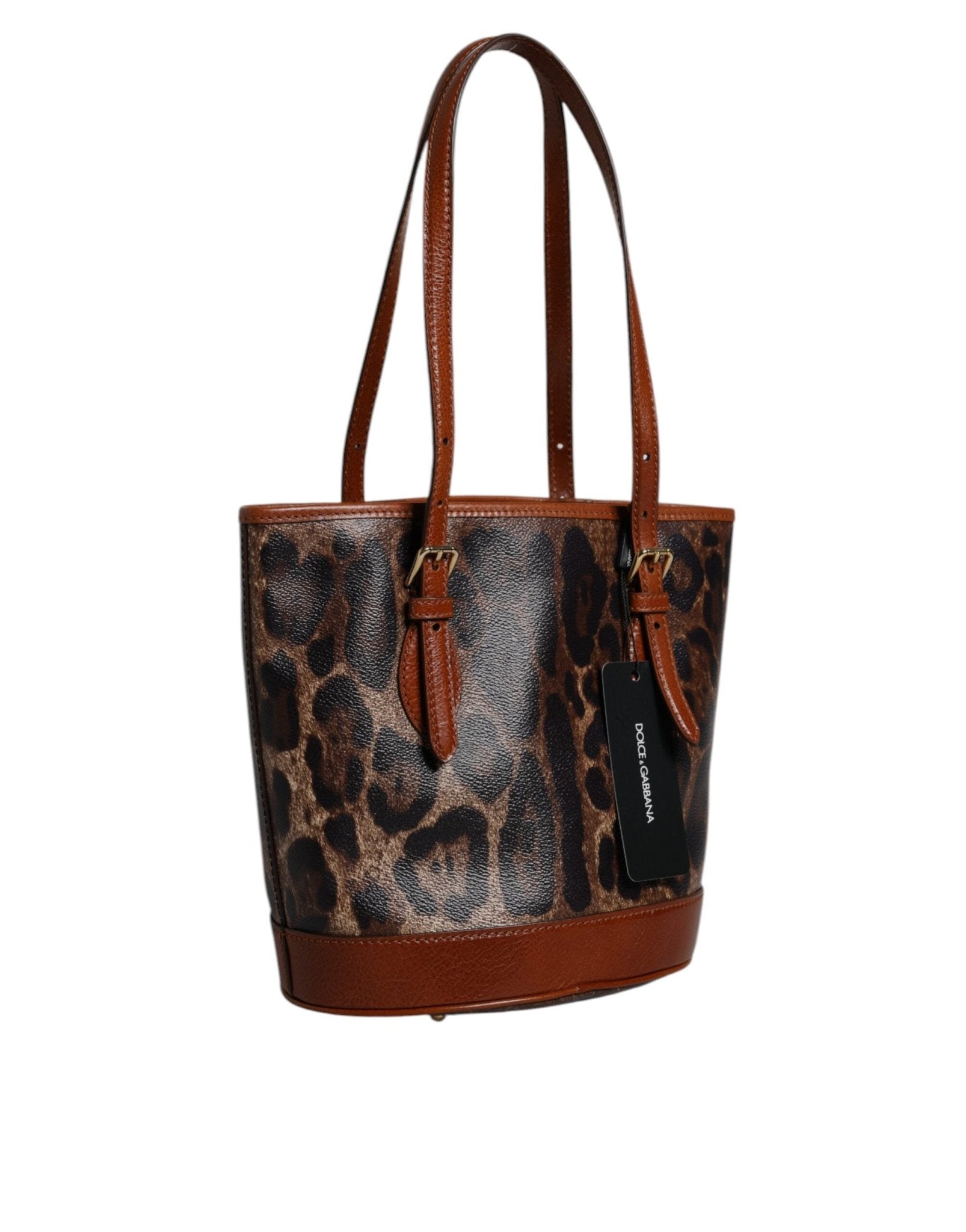 Dolce & Gabbana Brown Leopard Leather Shoulder Strap Tote Bag - Sandy Store ByNet