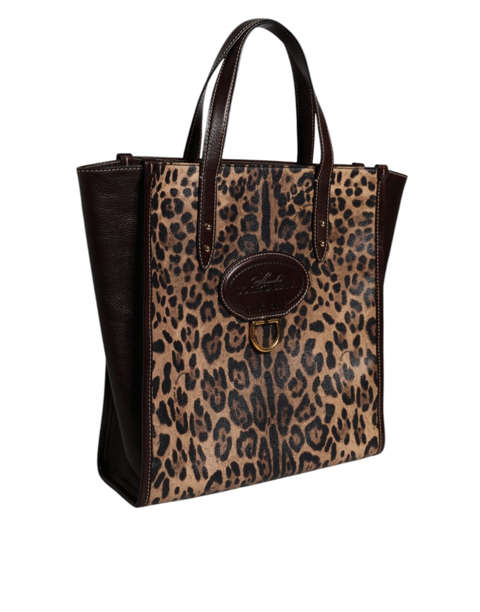 Dolce & Gabbana Brown Leopard Leather Shoulder Strap Tote Bag - Sandy Store ByNet