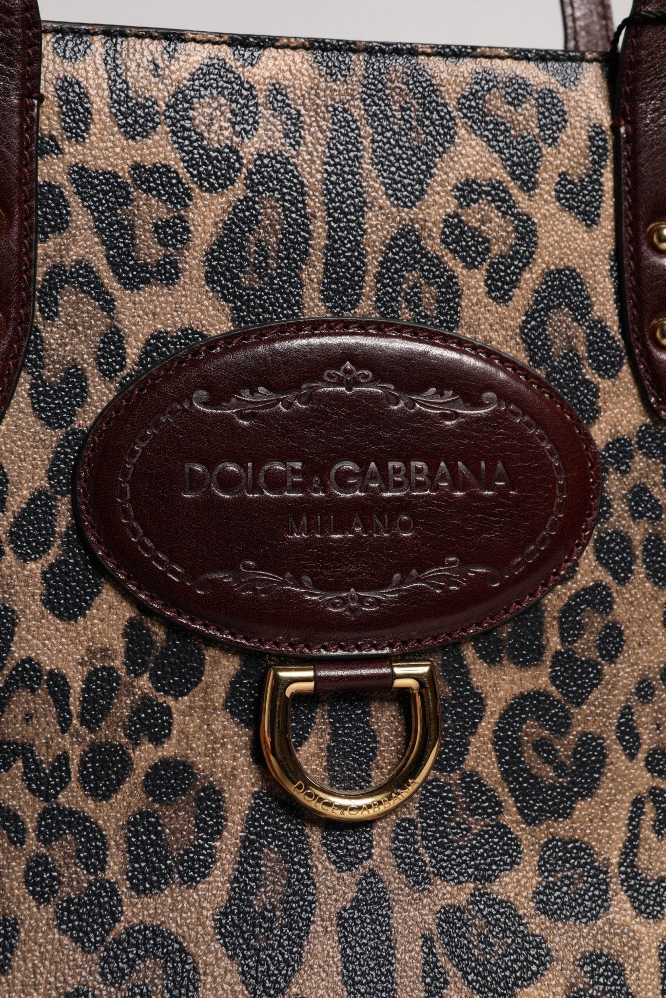 Dolce & Gabbana Brown Leopard Leather Shoulder Strap Tote Bag - Sandy Store ByNet