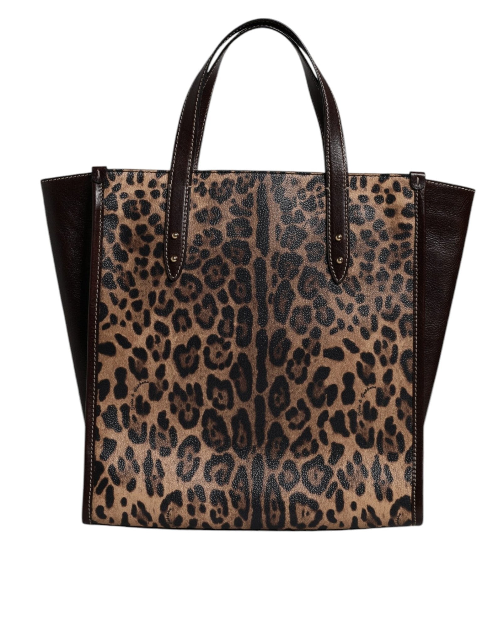 Dolce & Gabbana Brown Leopard Leather Shoulder Strap Tote Bag - Sandy Store ByNet