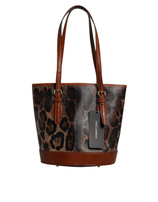 Dolce & Gabbana Brown Leopard Leather Shoulder Strap Tote Bag - Sandy Store ByNet