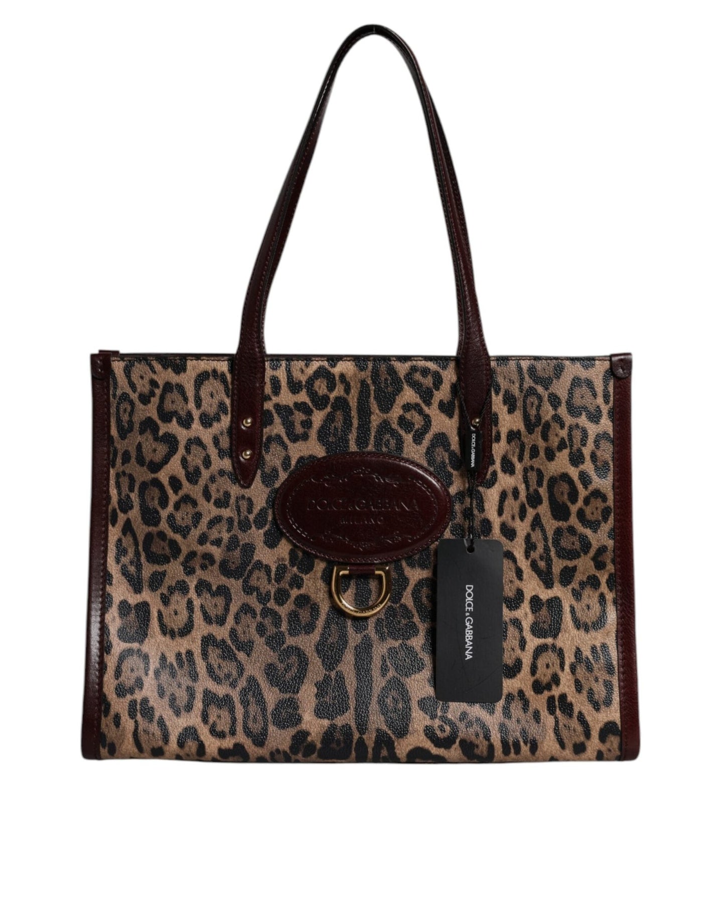 Dolce & Gabbana Brown Leopard Leather Shoulder Strap Tote Bag - Sandy Store ByNet