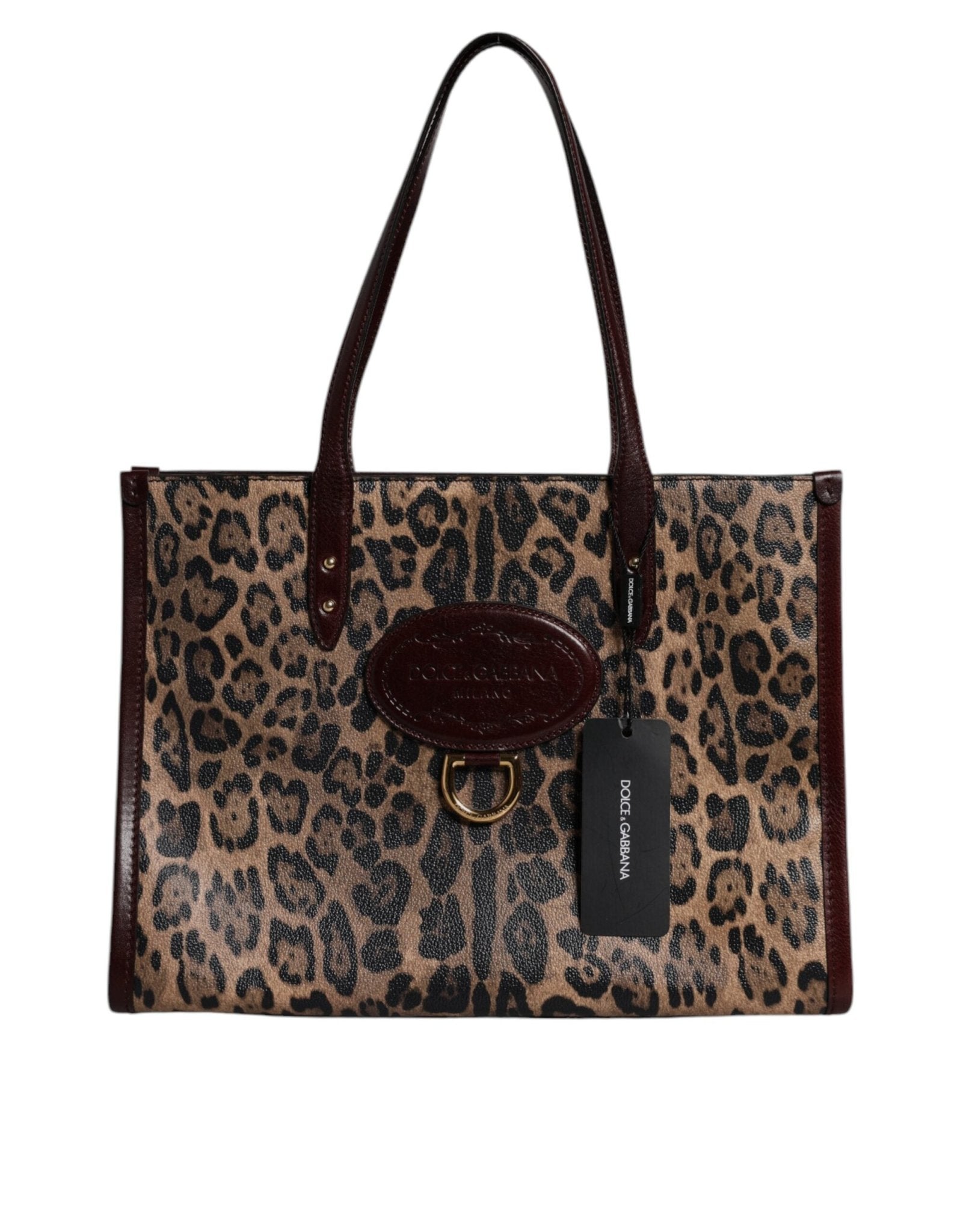 Dolce & Gabbana Brown Leopard Leather Shoulder Strap Tote Bag - Sandy Store ByNet