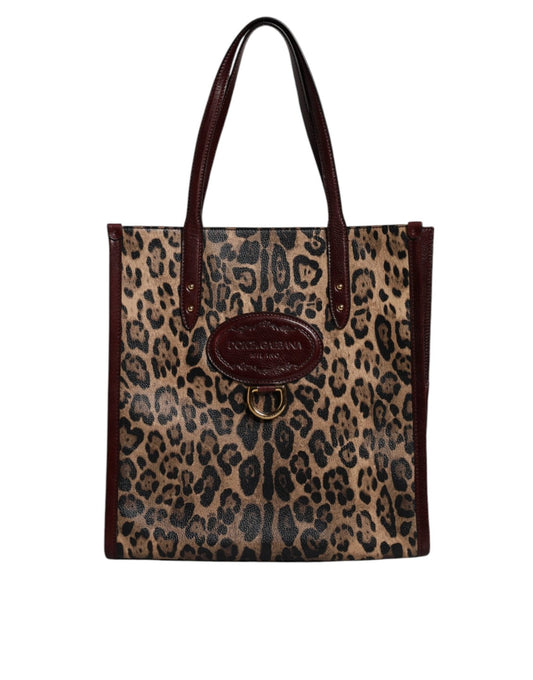 Dolce & Gabbana Brown Leopard Leather Shoulder Strap Tote Bag - Sandy Store ByNet