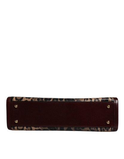 Dolce & Gabbana Brown Leopard Leather Shoulder Strap Tote Bag - Sandy Store ByNet