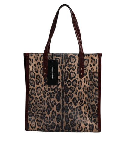 Dolce & Gabbana Brown Leopard Leather Shoulder Strap Tote Bag - Sandy Store ByNet