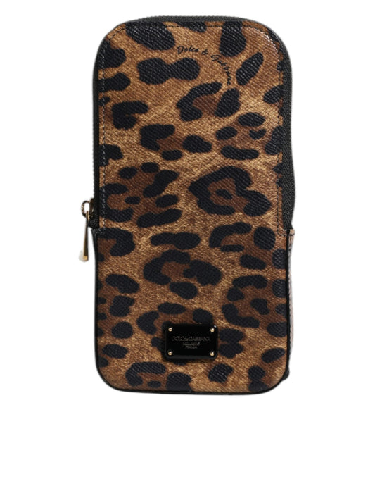 Dolce & Gabbana Brown Leopard Print Dauphine Leather Zip Around Wallet - Sandy Store ByNet