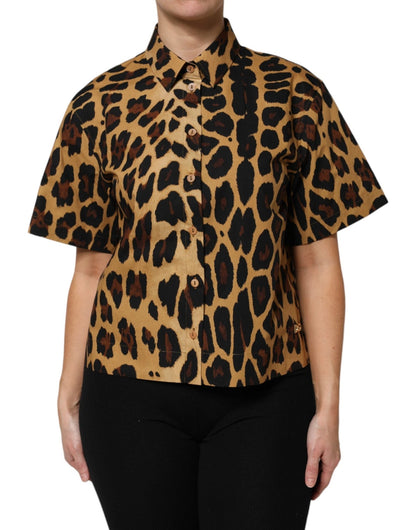 Dolce & Gabbana Brown Leopard Short Sleeve Collared Polo Top – IT44 | L par Dolce & Gabbana | Disponible sur Sandy Store ByNet