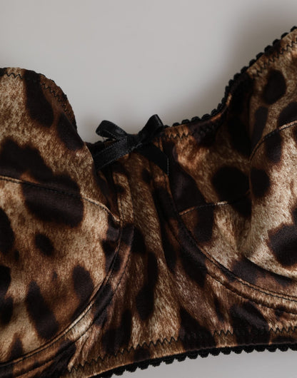Dolce & Gabbana Brown Leopard Silk Balconnet Bra Underwear – IT3 | M par Dolce & Gabbana | Disponible sur Sandy Store ByNet