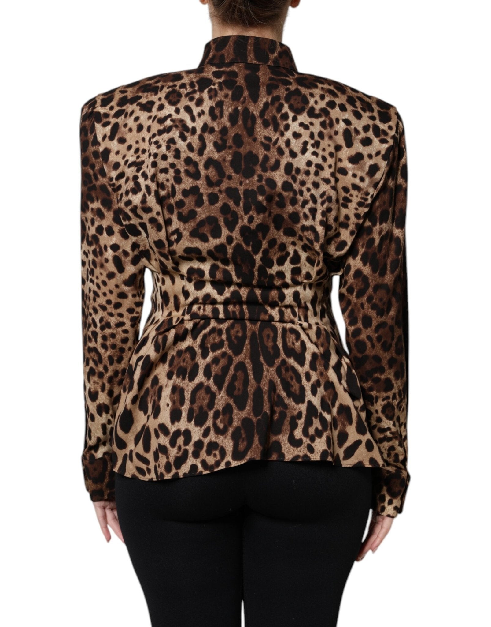 Dolce & Gabbana Brown Leopard Silk Button Down Coat Jacket - Sandy Store ByNet