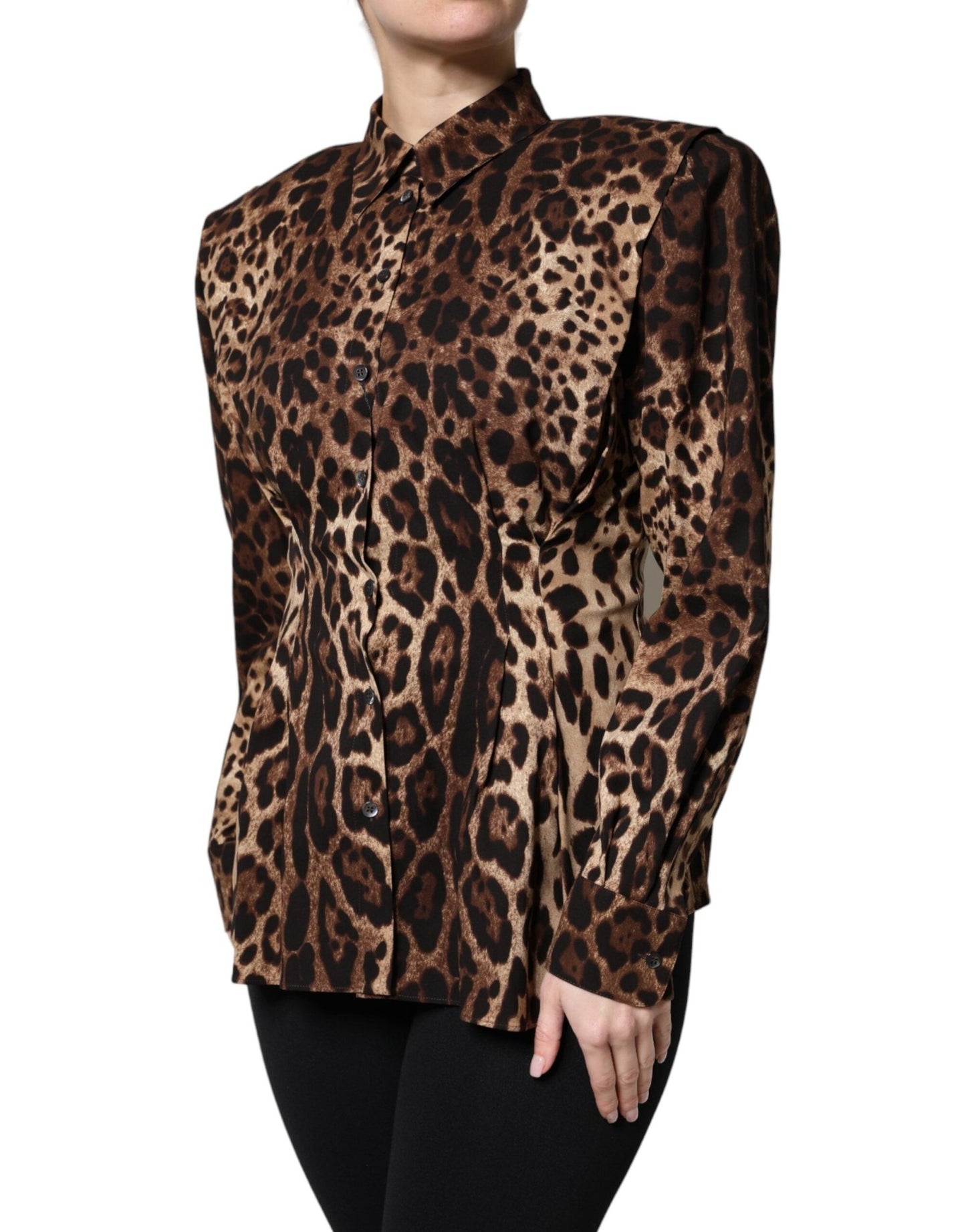 Dolce & Gabbana Brown Leopard Silk Button Down Coat Jacket - Sandy Store ByNet