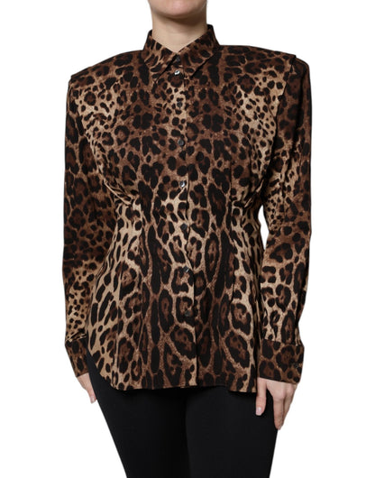 Dolce & Gabbana Brown Leopard Silk Button Down Coat Jacket - Sandy Store ByNet