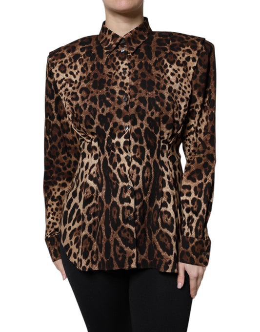 Dolce & Gabbana Brown Leopard Silk Button Down Coat Jacket - Sandy Store ByNet